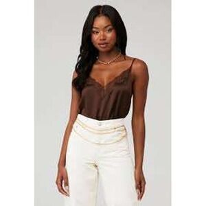 Cami‎ NYC Helen Cami Lace Trim Silk Blend Brown Top S